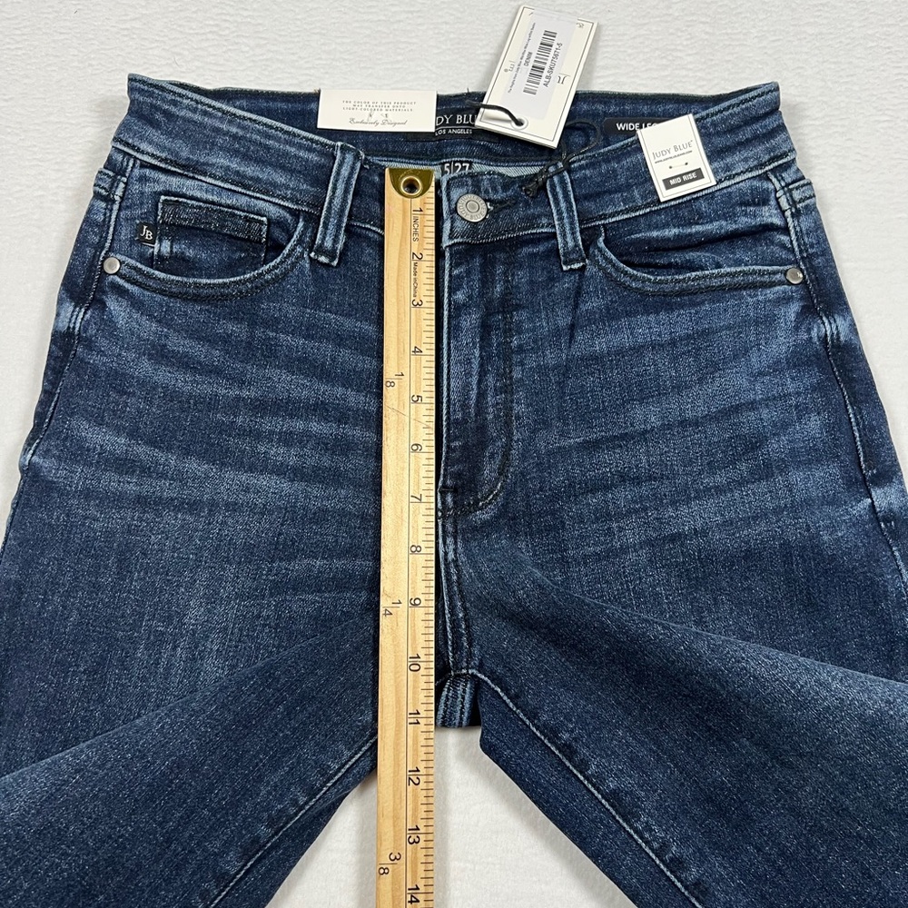 NWT Judy Blue Wide Leg Mid Rise Blue Jeans Womens Size 5/27 - Picture 8 of 11